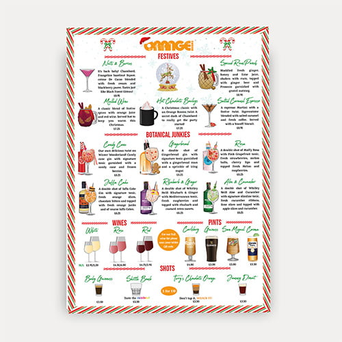 Orange Rooms Christmas Menu