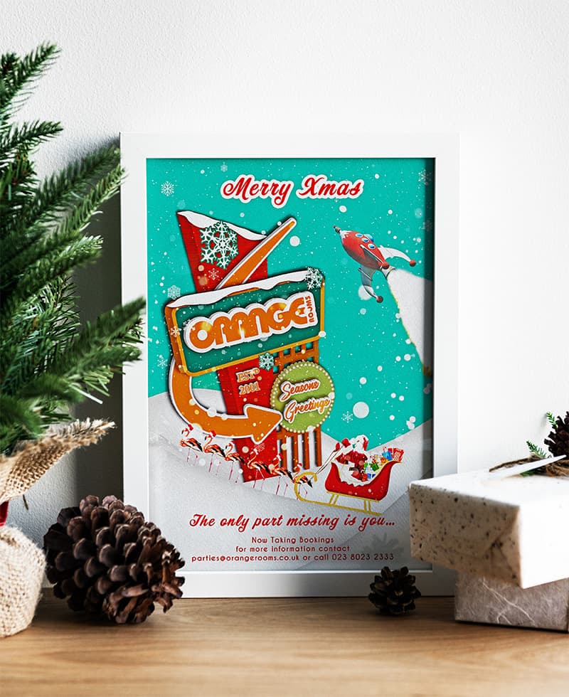 Merry Christmas Retro Poster Graphic for Orange Rooom
